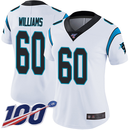 Carolina Panthers Limited White Women Daryl Williams Road Jersey NFL Football 60 100th Season Vapor Untouchable